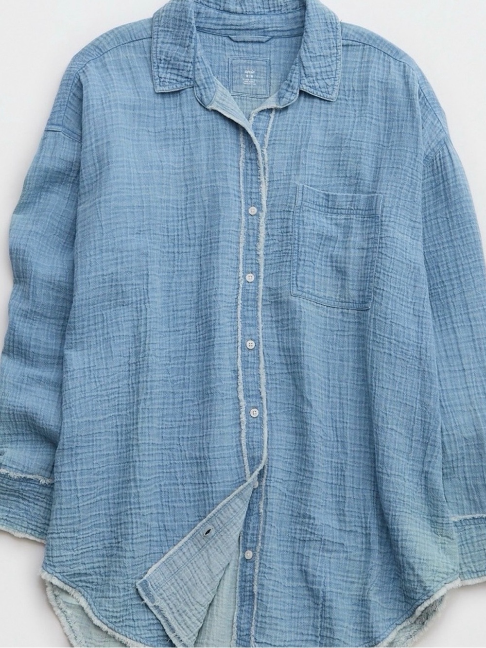 aerie Light Blue Gauze Button-Down Shirt